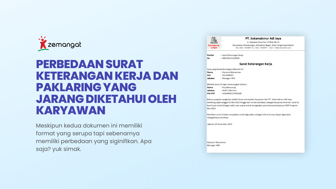 Perbedaan Surat Keterangan Kerja dan Surat Paklaring